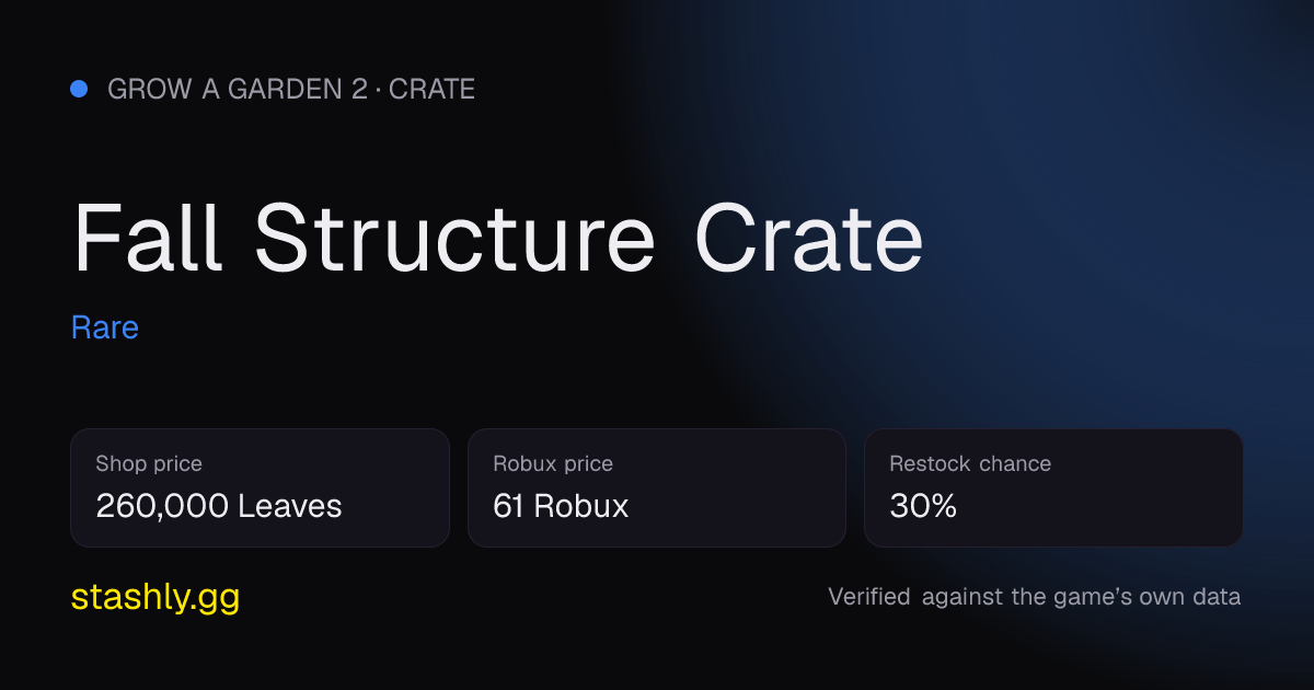 Fall Structure Crate — verified figures from Stashly