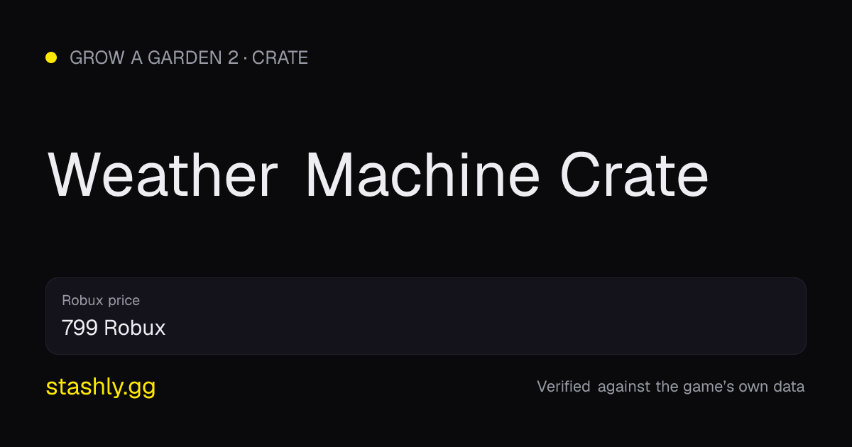 Weather Machine Crate — verified figures from Stashly