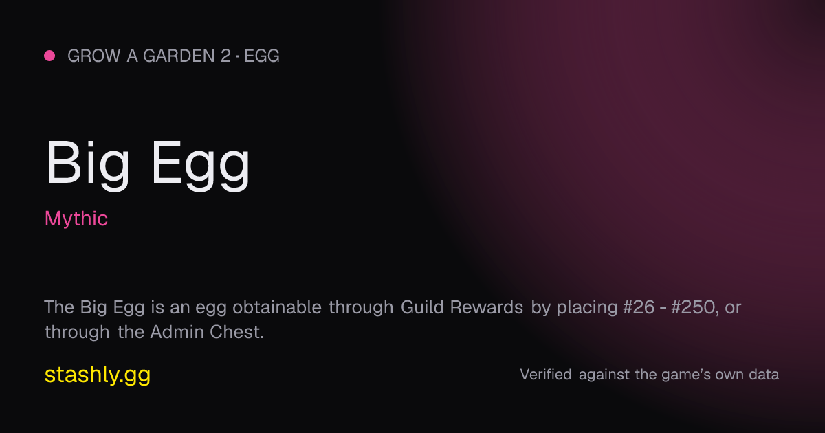 Big Egg — verified figures from Stashly