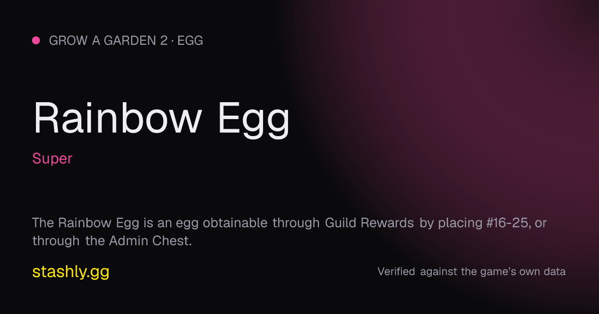 Rainbow Egg — verified figures from Stashly