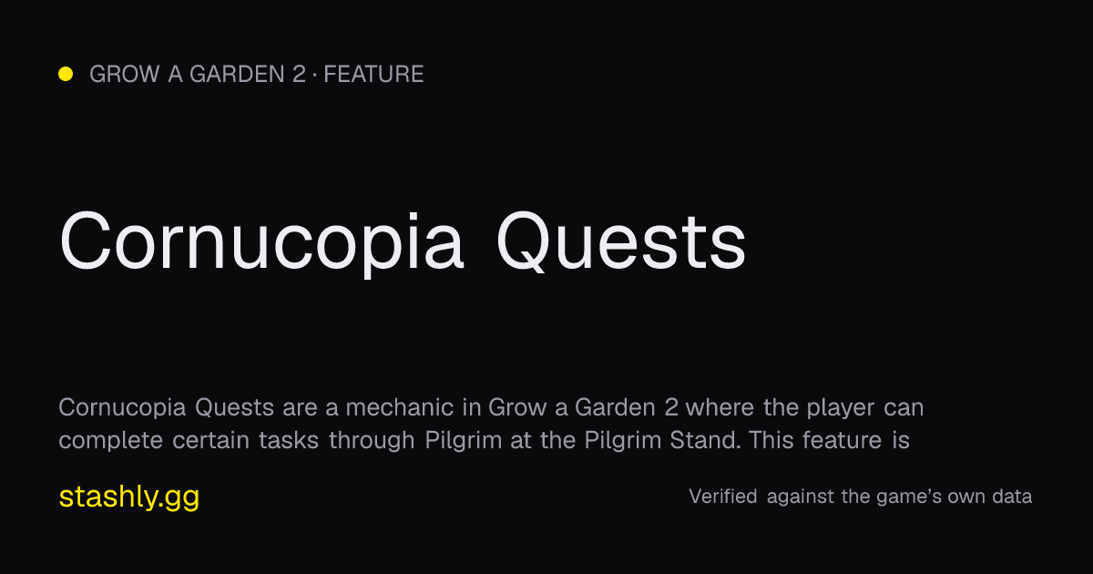 Cornucopia Quests — verified figures from Stashly