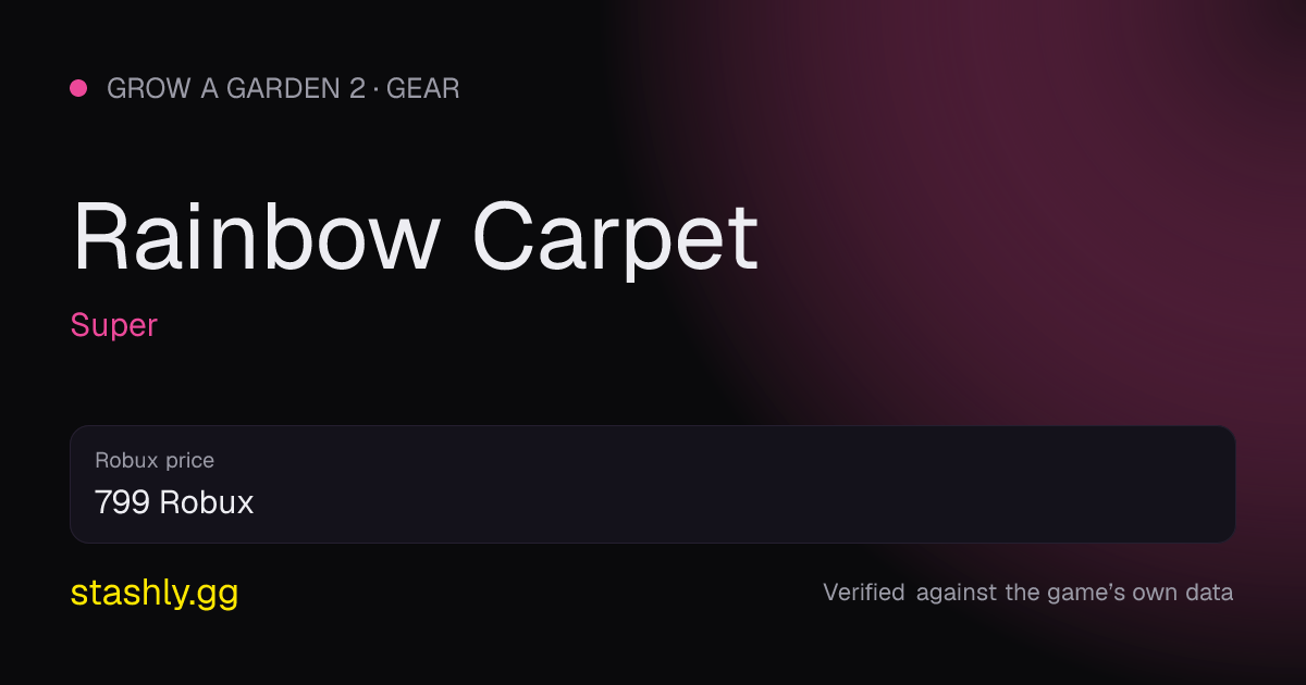 Rainbow Carpet — verified figures from Stashly