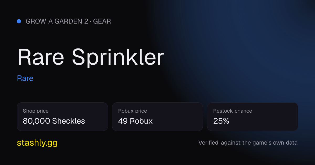 Rare Sprinkler — verified figures from Stashly