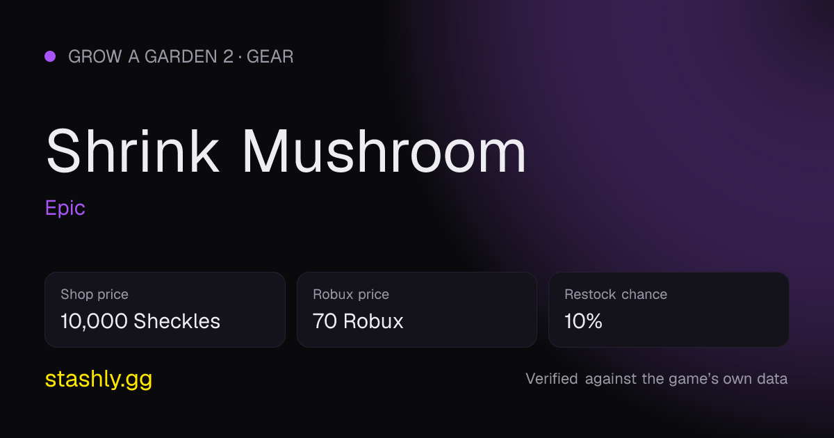 Shrink Mushroom — verified figures from Stashly