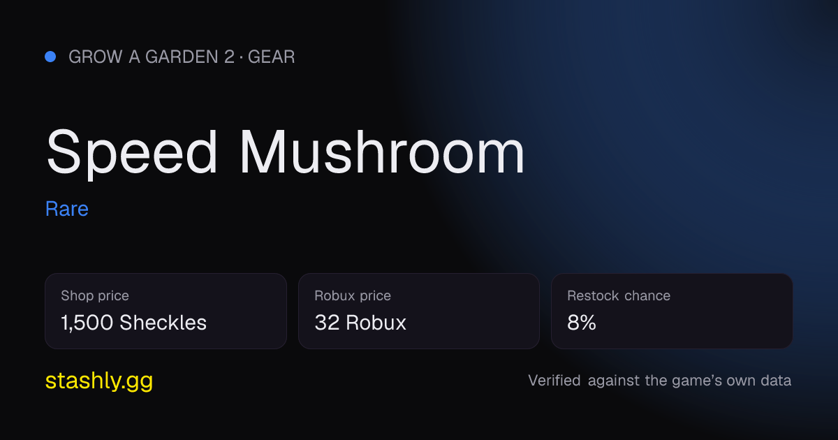 Speed Mushroom — verified figures from Stashly