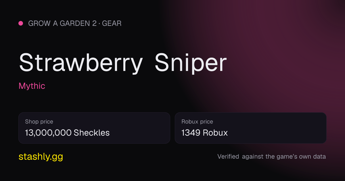 Strawberry Sniper — verified figures from Stashly