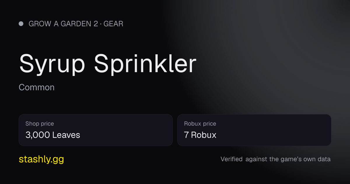 Syrup Sprinkler — verified figures from Stashly