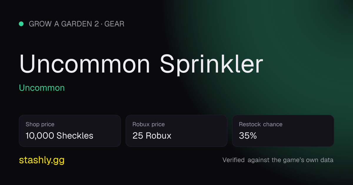 Uncommon Sprinkler — verified figures from Stashly