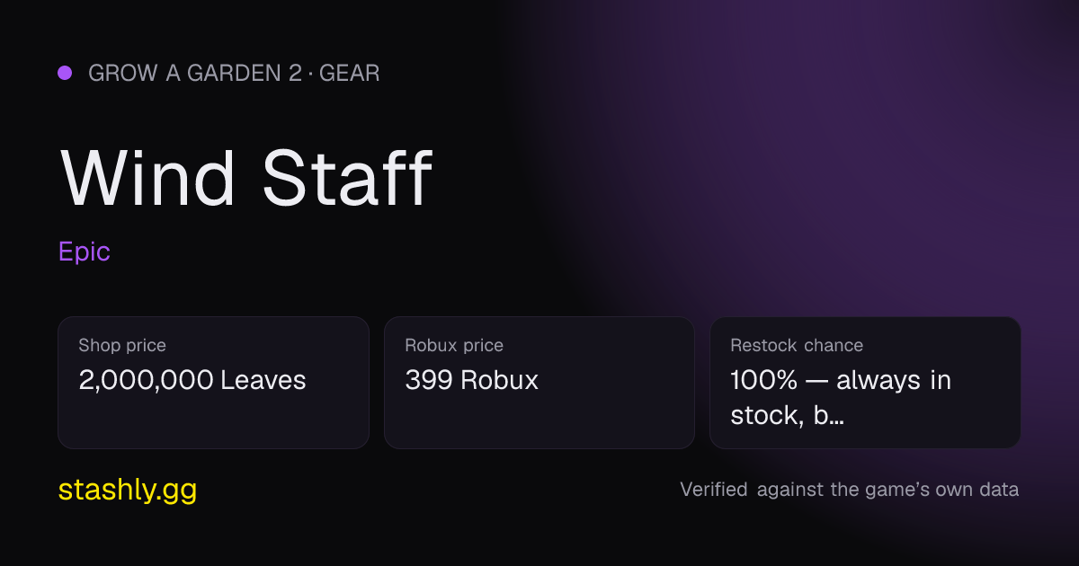 Wind Staff — verified figures from Stashly