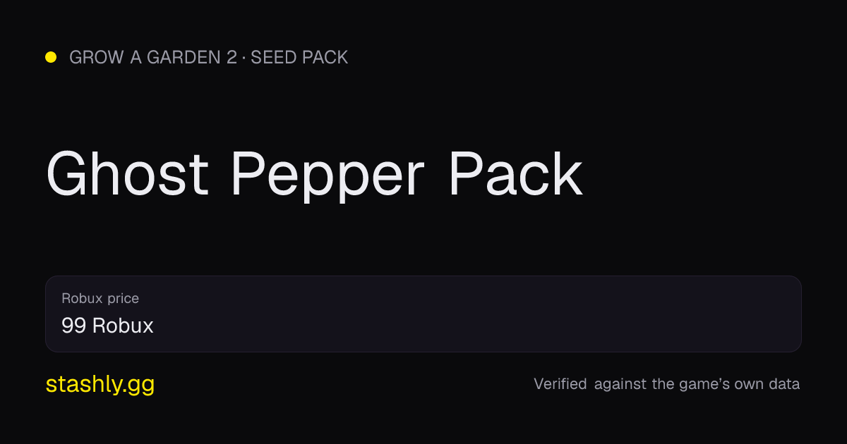 Ghost Pepper Pack — verified figures from Stashly