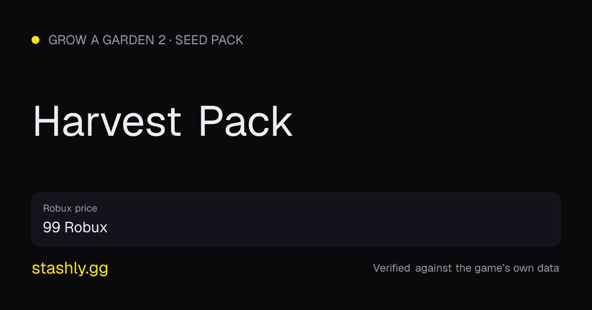 Harvest Pack — verified figures from Stashly
