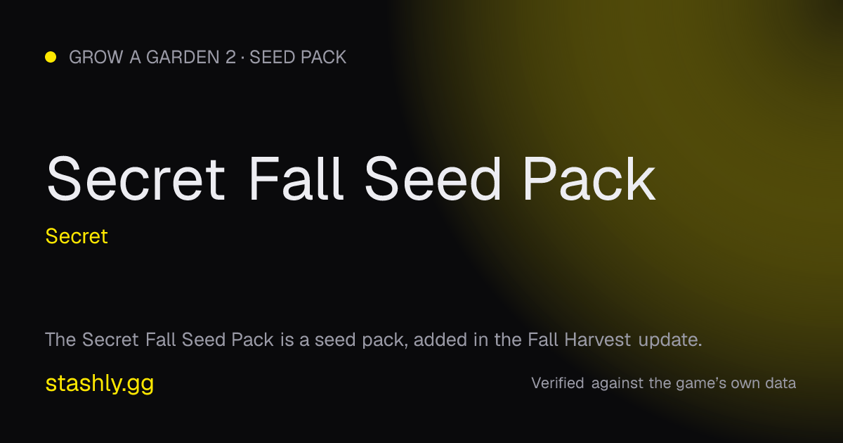 Secret Fall Seed Pack — verified figures from Stashly