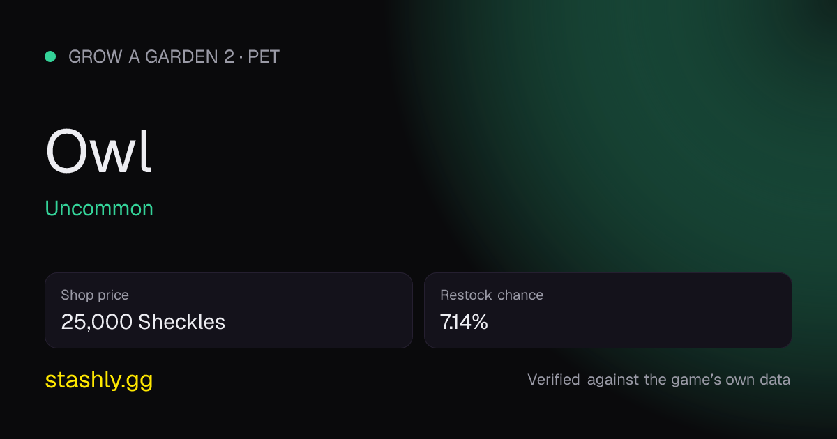 Owl — verified figures from Stashly