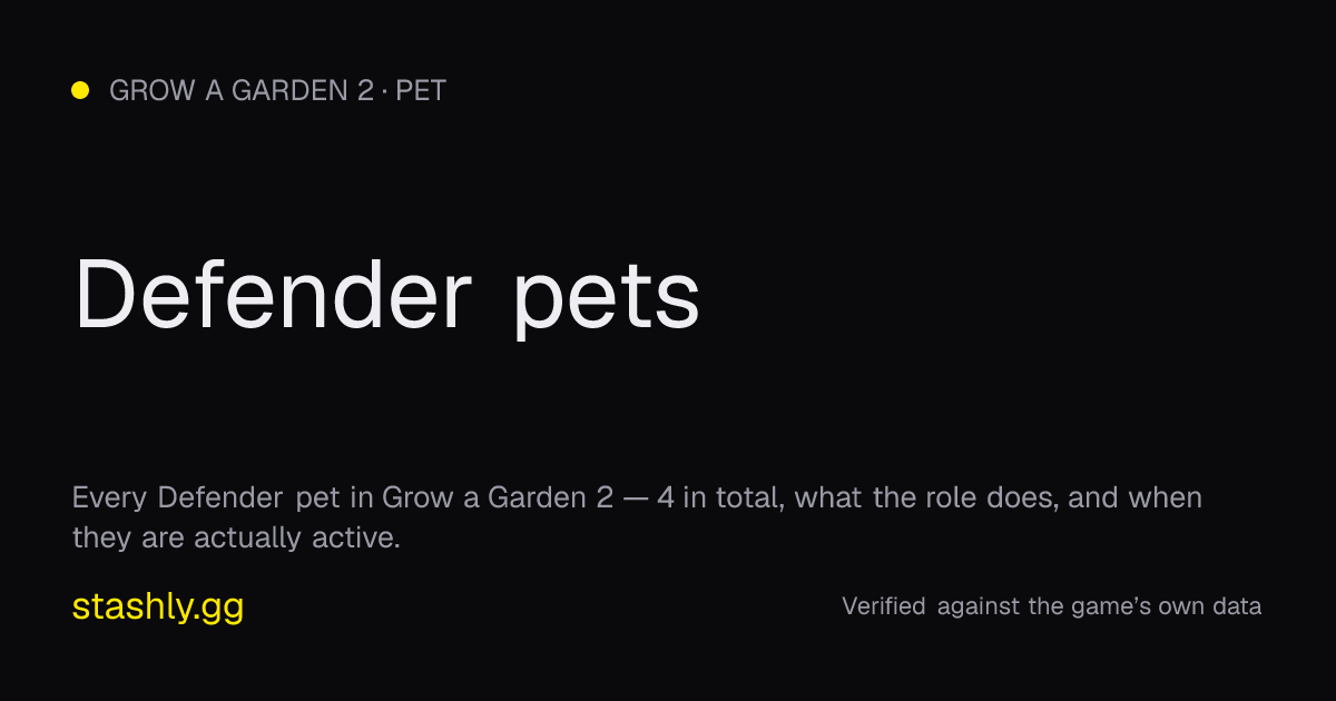 Defender pets — verified figures from Stashly