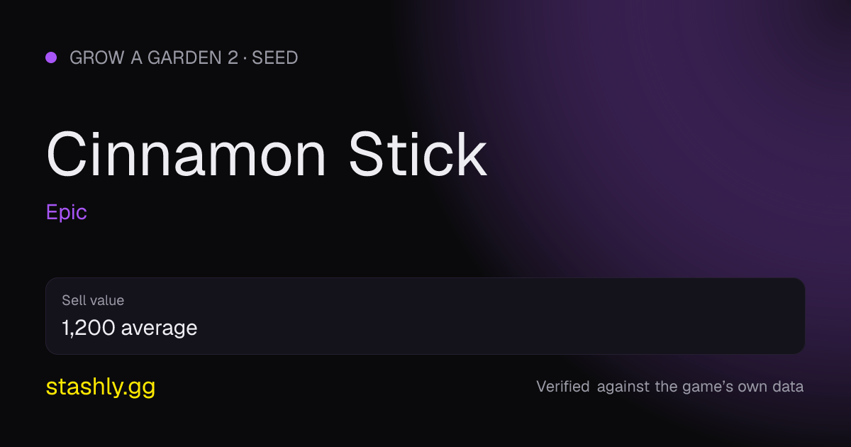 Cinnamon Stick — verified figures from Stashly