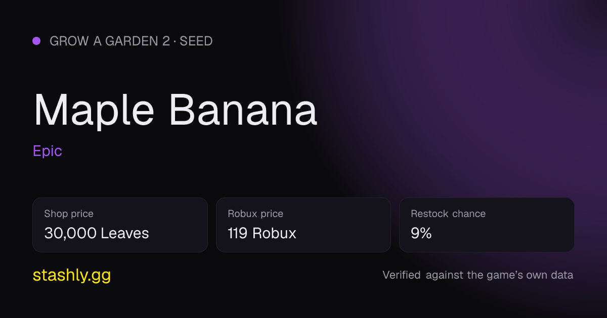 Maple Banana — verified figures from Stashly