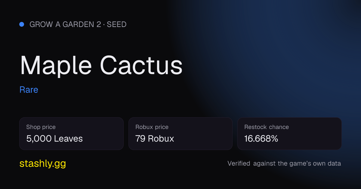 Maple Cactus — verified figures from Stashly