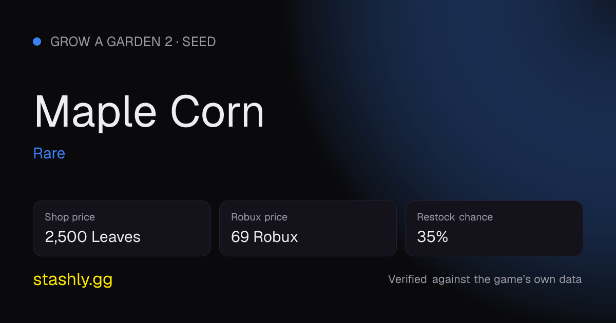 Maple Corn — verified figures from Stashly