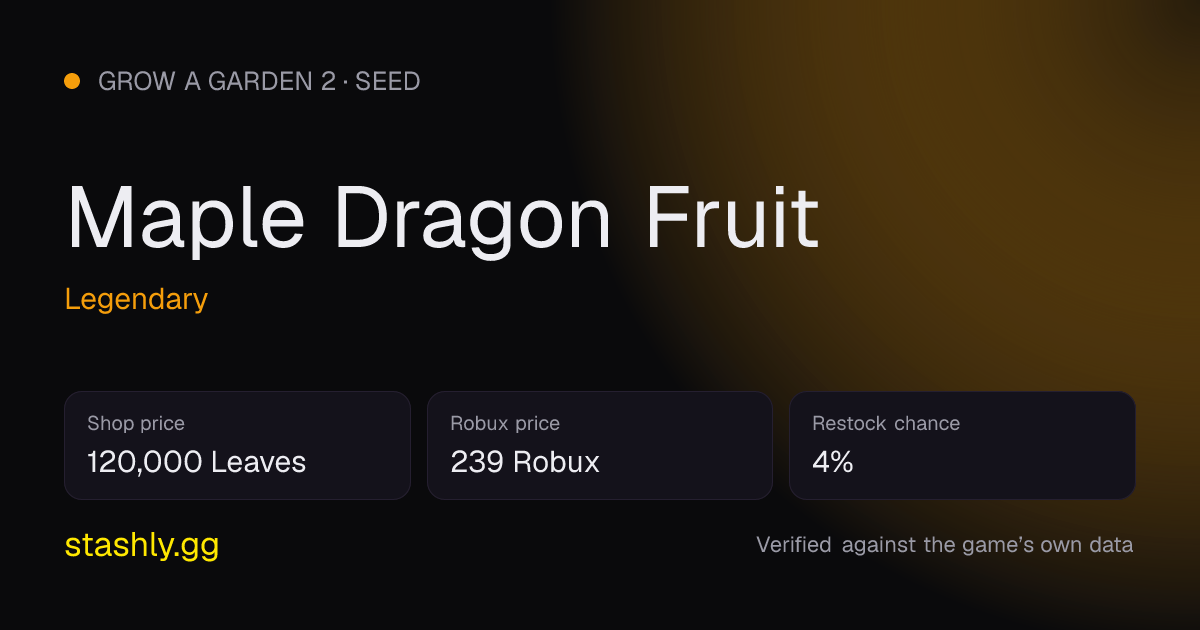 Maple Dragon Fruit — verified figures from Stashly