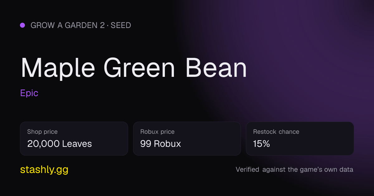 Maple Green Bean — verified figures from Stashly