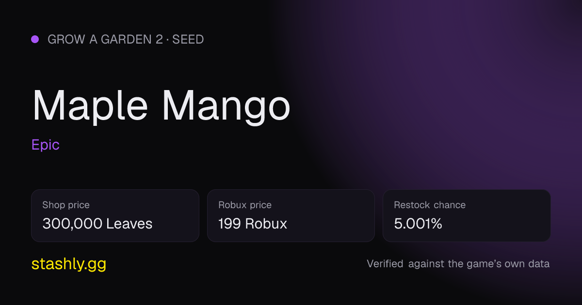 Maple Mango — verified figures from Stashly