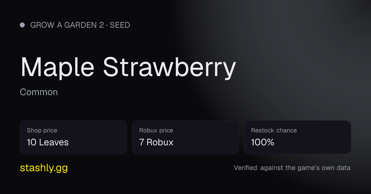 Maple Strawberry — verified figures from Stashly
