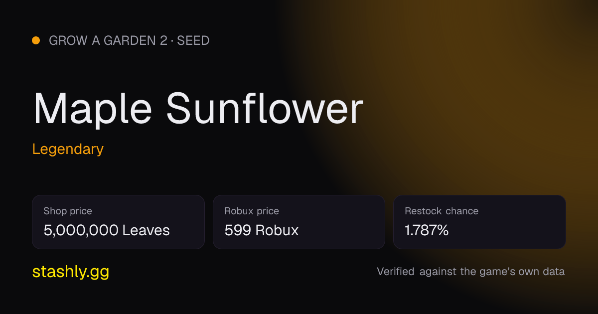 Maple Sunflower — verified figures from Stashly