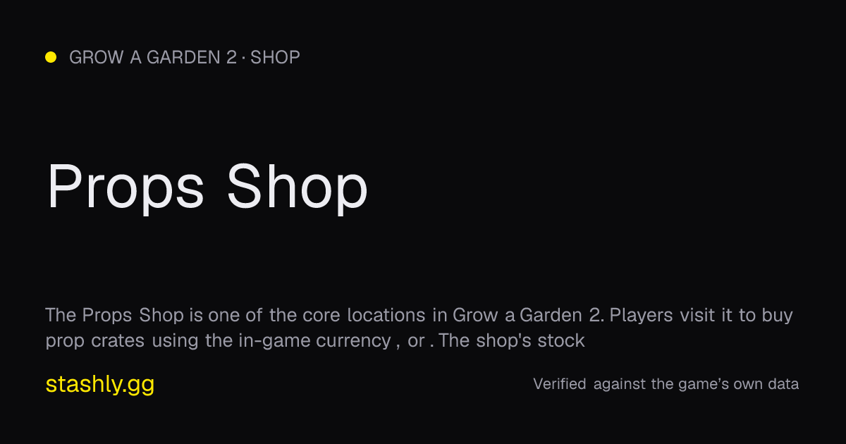 Props Shop — verified figures from Stashly