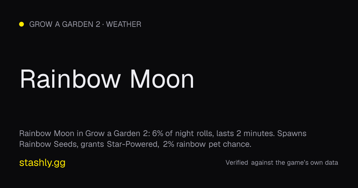 Rainbow Moon — verified figures from Stashly